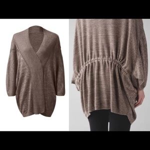 Breeze Easy Wrap Heathered Cool Cocoa Heathered Cashew Bamboo Cashmere Knit M/L